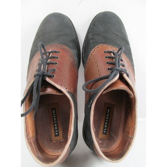 Florsheim Leather Saddle Oxfords  Black And Brown Mens Size 11 M Made In Italy - Picture 7 of 12
